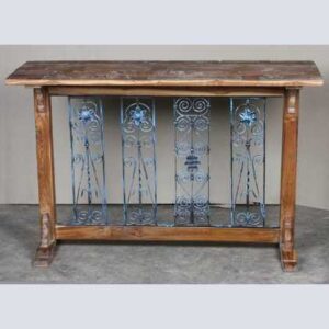 k62-40606 indian furniture console table decorative inset metal blue