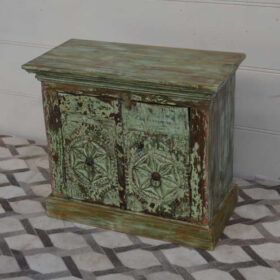 KH23 KH 091 indian furniture carved green cabinet mini factory