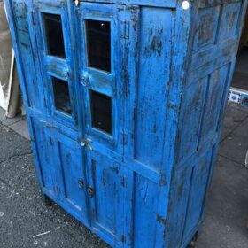 KH23 KH 143 indian furniture shabby two door cabinet blue right