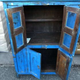 KH23 KH 143 indian furniture shabby two door cabinet blue open