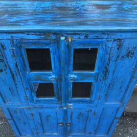 KH23 KH 143 indian furniture shabby two door cabinet blue above
