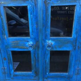 KH23 KH 143 indian furniture shabby two door cabinet blue front