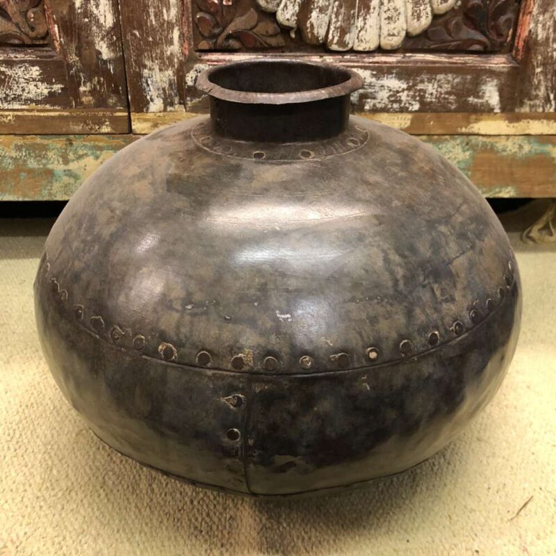 Round Metal Pot JUGs Indian Furniture And Accessories Hove