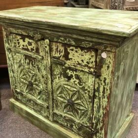 KH23 KH 091 indian furniture carved green cabinet mini right