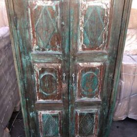 KH23 KH 165 indian furniture tall storage cabinet shabby front