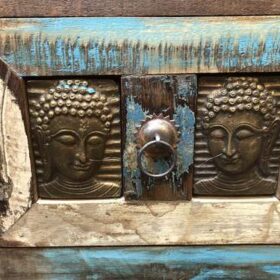 kh23 177 indian furniture buddha chest of 4 drawers reclaimed close up