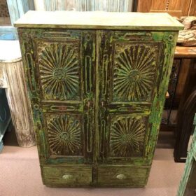 k78 2324 indian furniture sunburst unique cabinet green vintage front