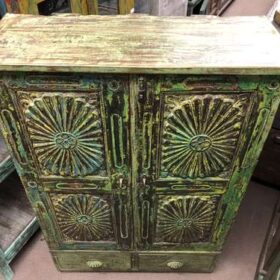 k78 2324 indian furniture sunburst unique cabinet green vintage top