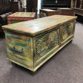 k79 2372 indian furniture daisy front wide trunk colourful storage left
