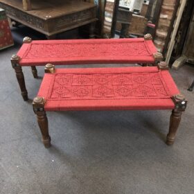 k79 2726 indian furniture fabric charpoy bed red front