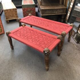 k79 2726 indian furniture fabric charpoy bed red right