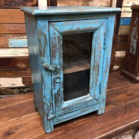kh24 31 a indian furniture small glass cabinet blue left
