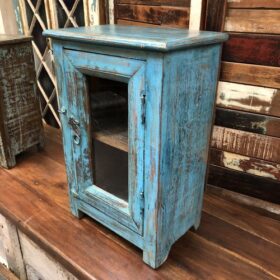 kh24 31 a indian furniture small glass cabinet blue right
