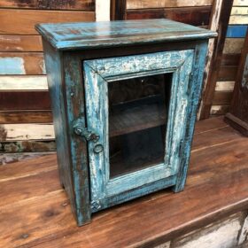 kh24 31 c indian furniture glass cabinet shabby blue left