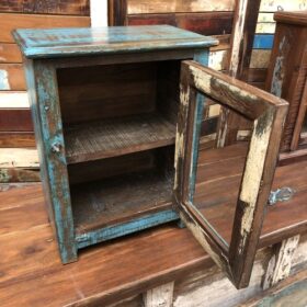 kh24 31 c indian furniture glass cabinet shabby blue open