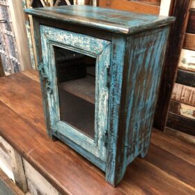 kh24 31 c indian furniture glass cabinet shabby blue right