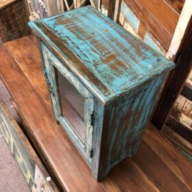 kh24 31 c indian furniture glass cabinet shabby blue top