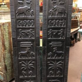 k81 7984 pair indian furniture dark carved panels front