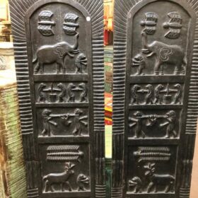 k81 7984 pair indian furniture dark carved panels top