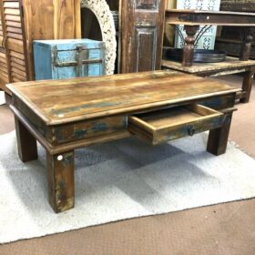 k81 8029 indian furniture coffee tables 1 drawer open