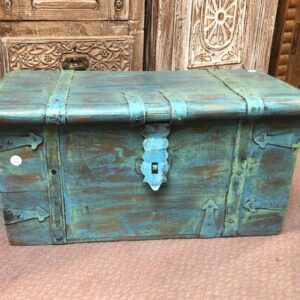 k81 8064 indian furniture small blue trunk front