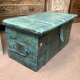 k81 8064 indian furniture small blue trunk left
