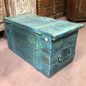 k81 8064 indian furniture small blue trunk back