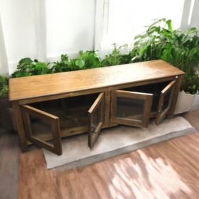 kh27 9 indian furniture exquisite teak tv unit open