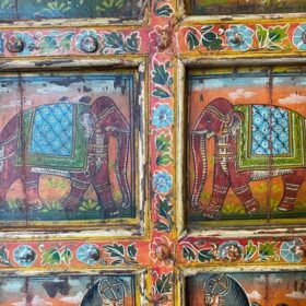 kh26 26 indian furniture vintage wooden door elephants