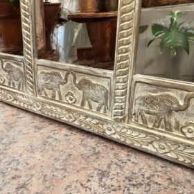 kh26 48 indian furniture majestic 3 arch mirror elephants