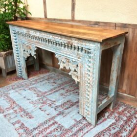 kh26 71 indian furniture blue console table right