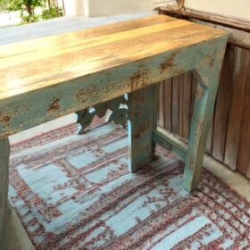 kh26 71 indian furniture blue console table back