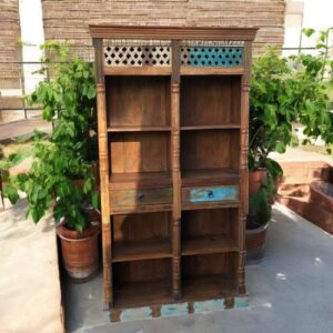 kh27 122 indian furniture double nishan bookcase front