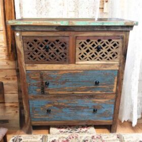 kh27 124 a indian furniture fretwork chest of drawers front