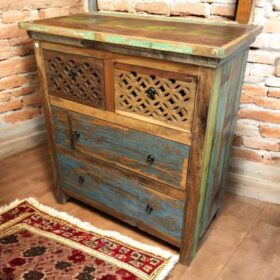 kh27 124 a indian furniture fretwork chest of drawers right