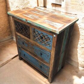 kh27 124 b indian furniture fretwork chest of drawers right