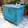 kh27 149 indian furniture bright blue trunk main