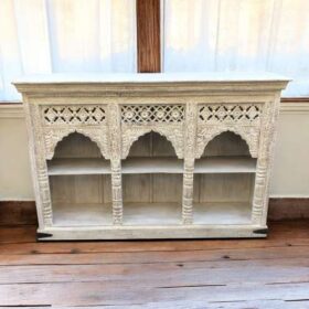 kh27 213 indian furniture triple arched bookcase front