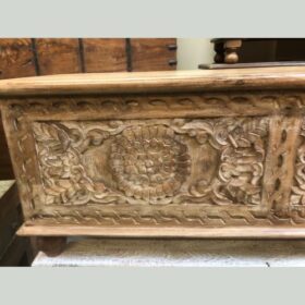 kh27 126 a indian furniture decorative carved trunk left close