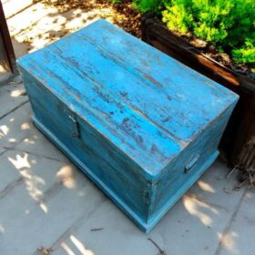 kh27 150 a indian furniture rustic blue storage trunk top