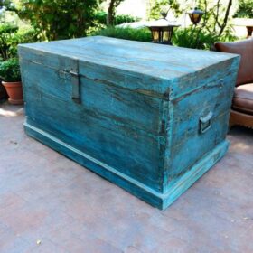 kh27 150 a indian furniture rustic blue storage trunk right