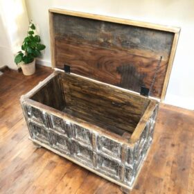 kh27 172 b indian furniture rustic wooden trunk open