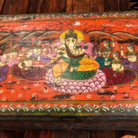 kh27 208 b indian furniture hand painted vintage trunk top