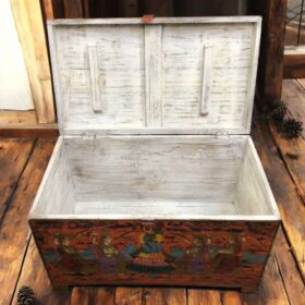 kh27 208 b indian furniture hand painted vintage trunk open