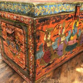 kh27 208 b indian furniture hand painted vintage trunk left