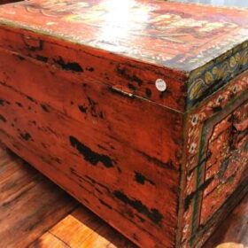 kh27 208 b indian furniture hand painted vintage trunk back