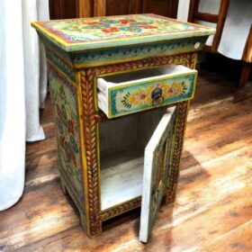 kh27 216 a indian furniture hand painted bedside table open