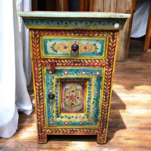 kh27 216 a indian furniture hand painted bedside table front