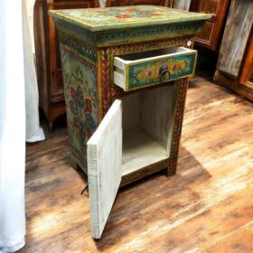 kh27 216 b indian furniture hand painted bedside table open