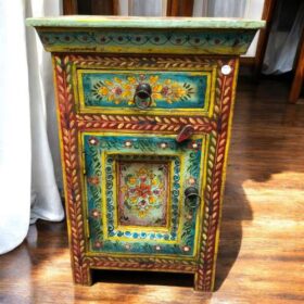 kh27 216 b indian furniture hand painted bedside table front